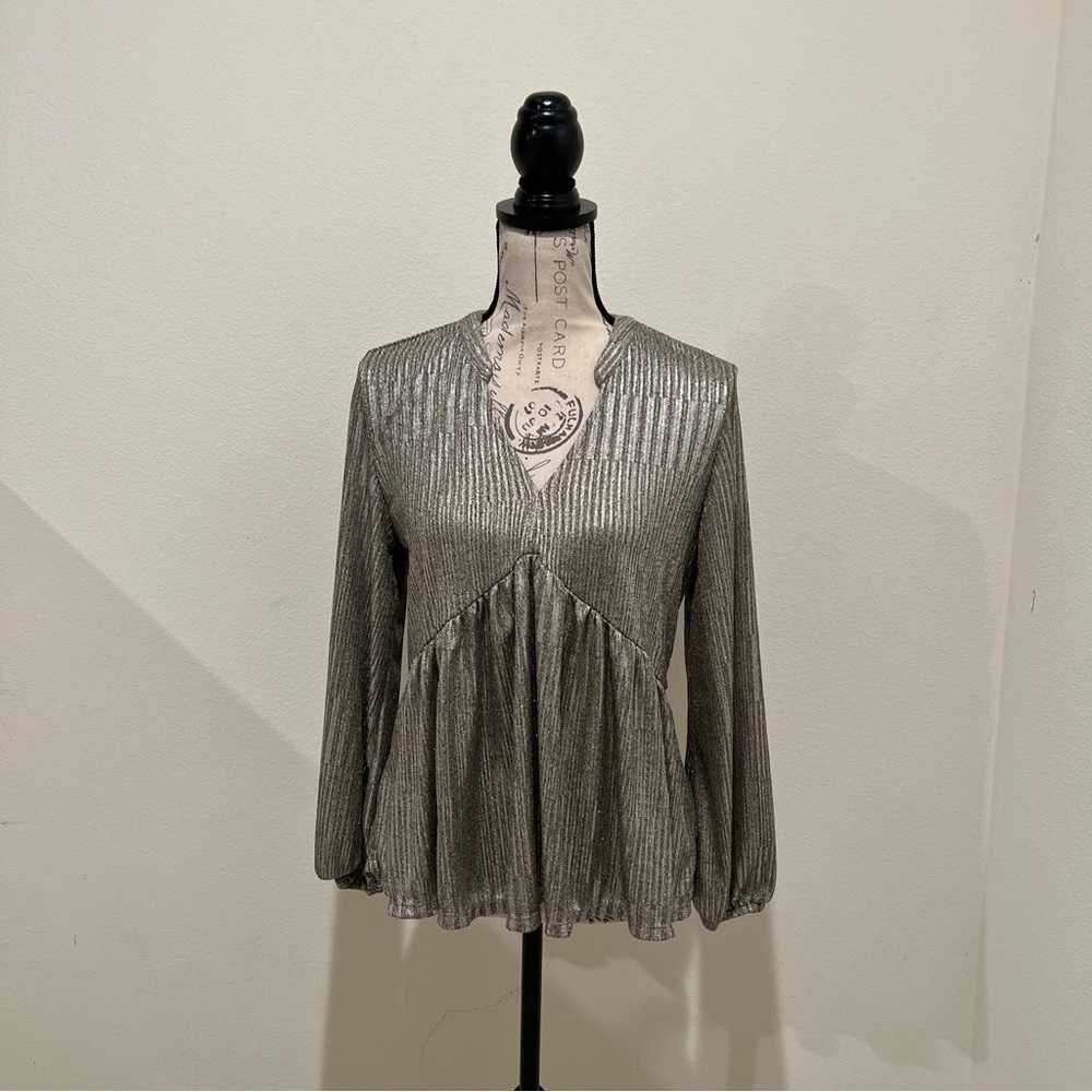Kim & Cami Women Gray Long balloon sleeves Top Size S